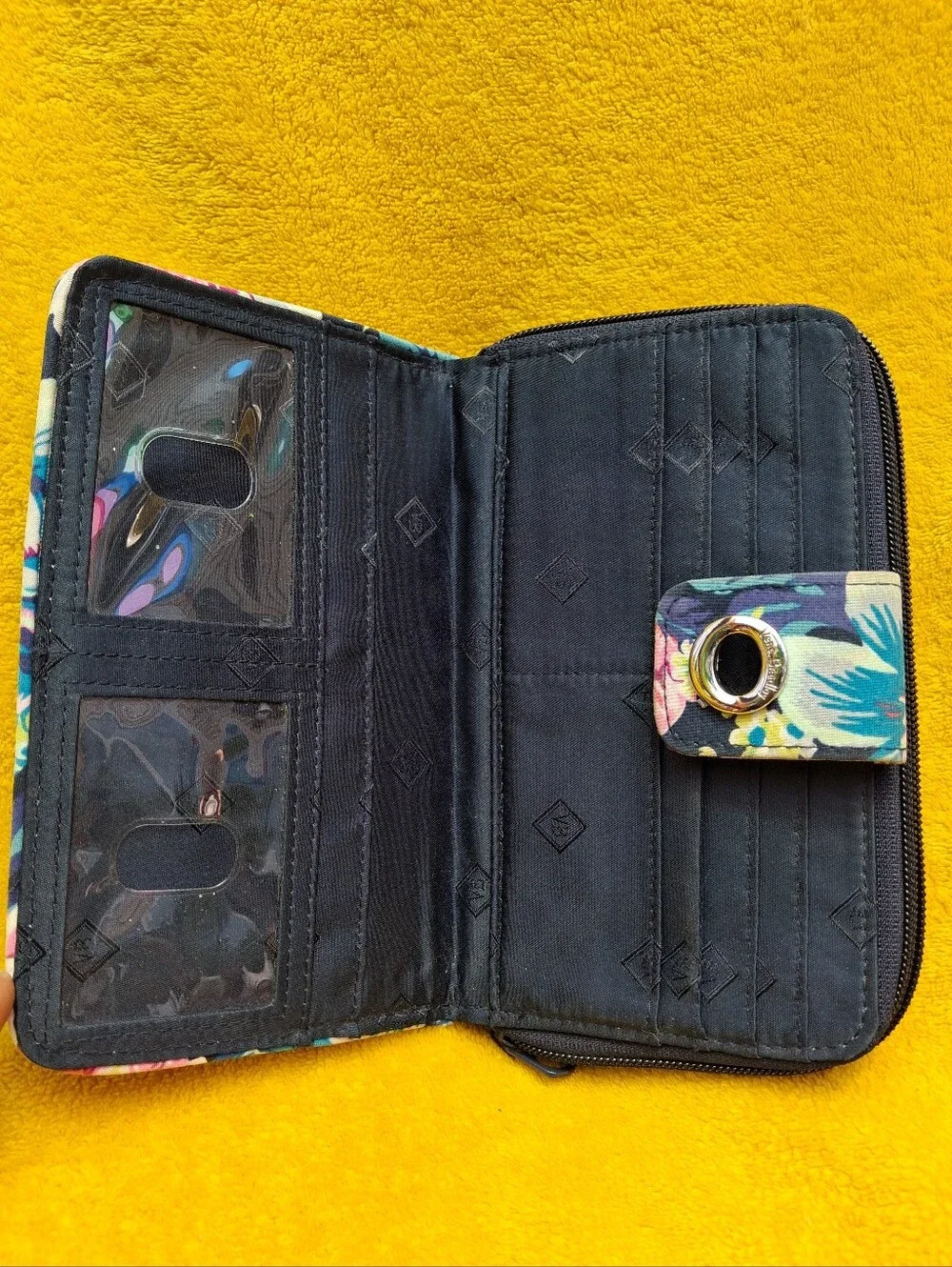 Vera Bradley Blue Floral Turn Lock Wallet - Picture 3 of 4